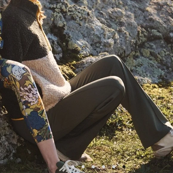 Tory Burch Sport Retroknit Kick Flare Track Pant Green - Picture 2 of 5